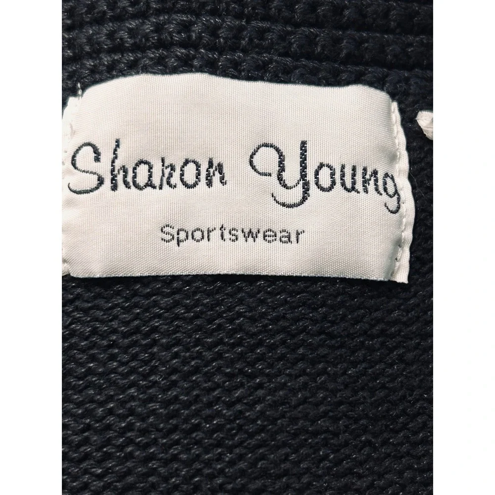 Sharon Young Sportswear Safari Animal Knit Vest‎ Black Peacock Zebra Giraffe Vtg